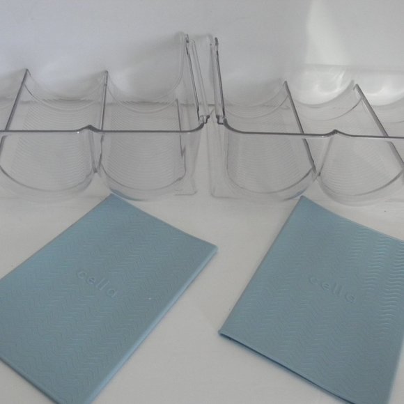 NEW Cella S/2 Stackable Bottle Organizers w/ Silicone BLUE Liners - Picture 2 of 3